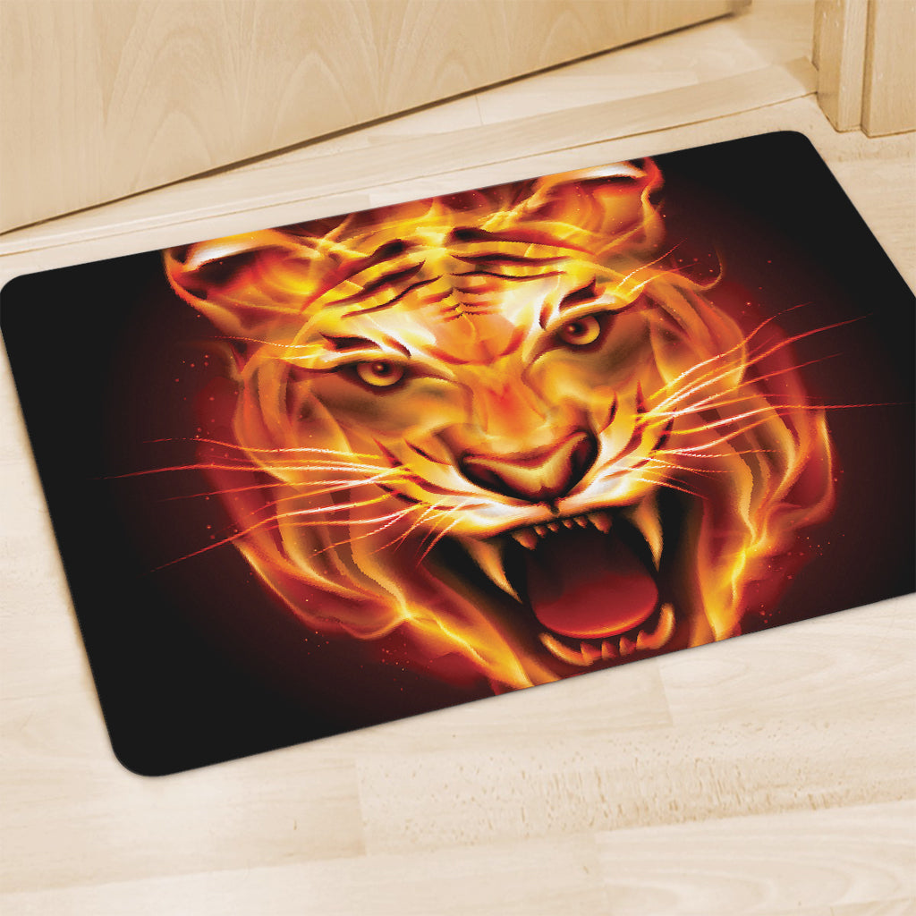Flame Tiger Print Polyester Doormat