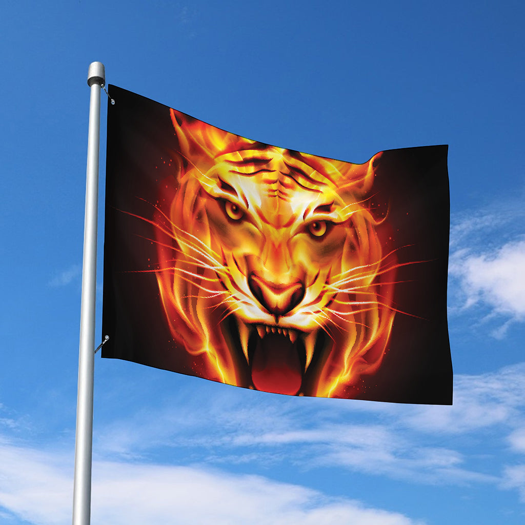 Flame Tiger Print Polyester Flag