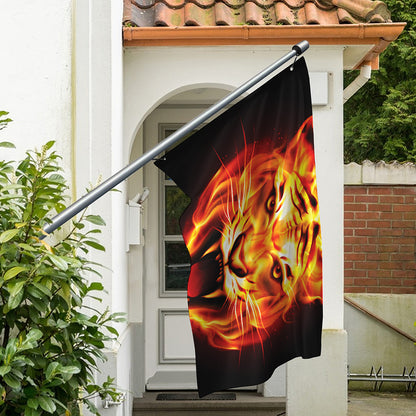 Flame Tiger Print Polyester Flag