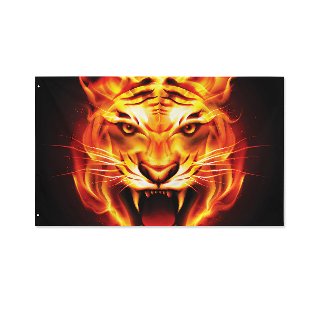 Flame Tiger Print Polyester Flag