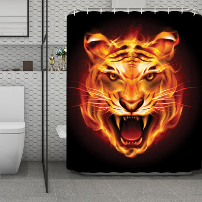 Flame Tiger Print Polyester Shower Curtain