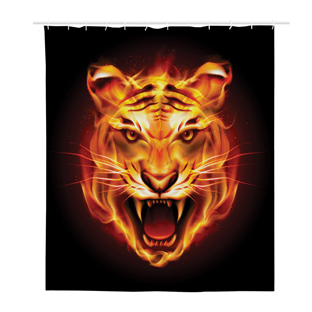 Flame Tiger Print Polyester Shower Curtain