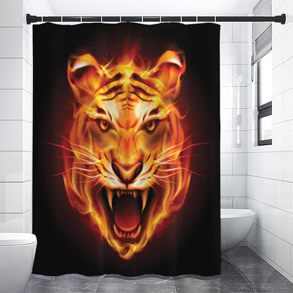 Flame Tiger Print Premium Shower Curtain