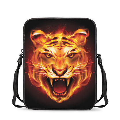 Flame Tiger Print Rectangular Crossbody Bag