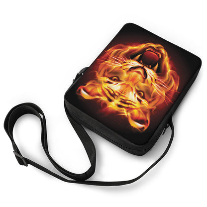 Flame Tiger Print Rectangular Crossbody Bag