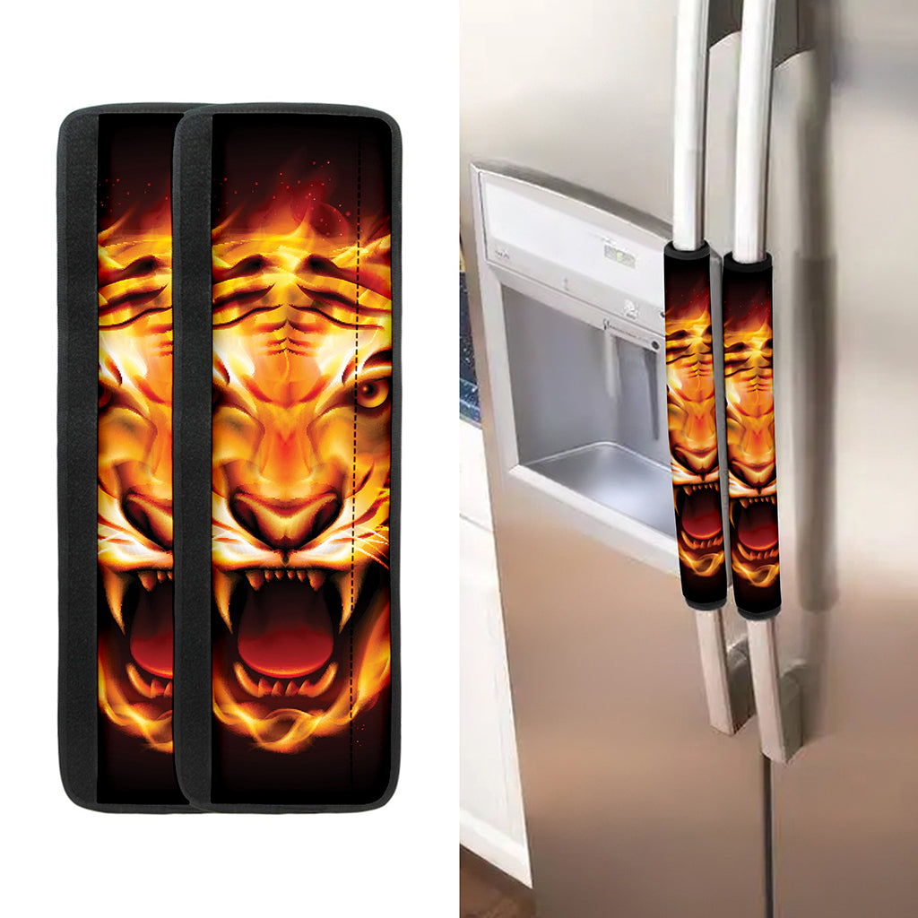 Flame Tiger Print Refrigerator Handle Covers