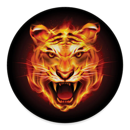 Flame Tiger Print Round Floor Mat