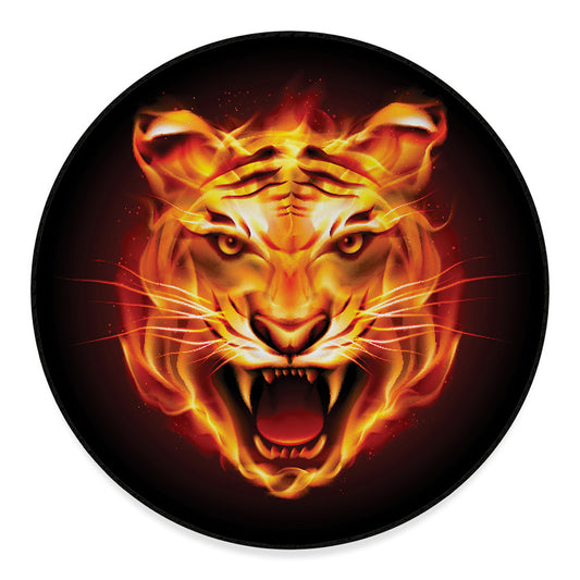 Flame Tiger Print Round Floor Mat