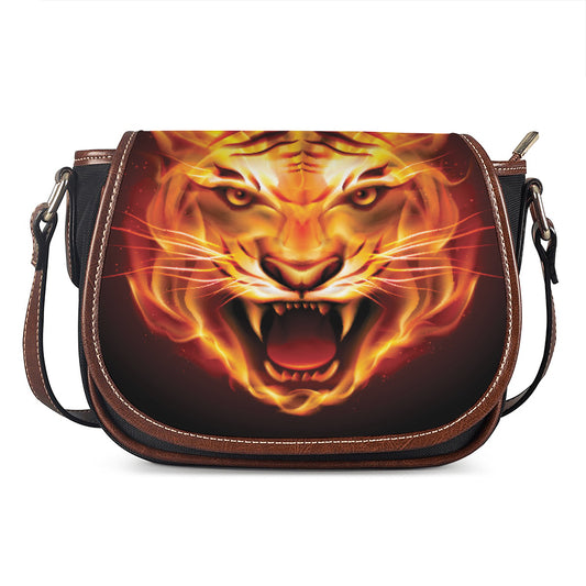 Flame Tiger Print Saddle Bag