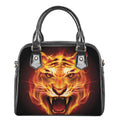 Flame Tiger Print Shoulder Handbag