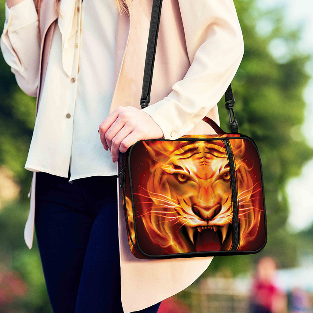 Flame Tiger Print Shoulder Strap Bible Bag