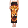 Flame Tiger Print Side Slit Maxi Skirt