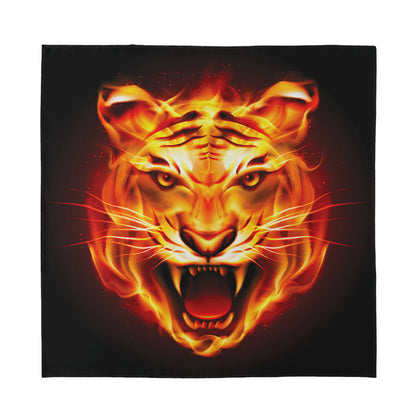 Flame Tiger Print Silk Bandana