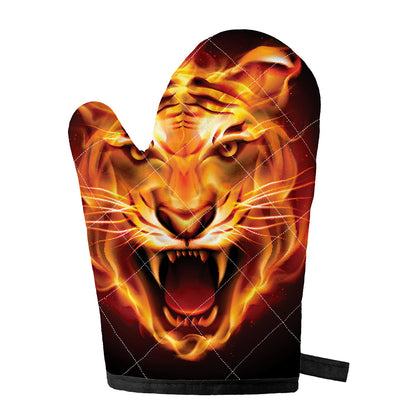 Flame Tiger Print Single Oven Mitt
