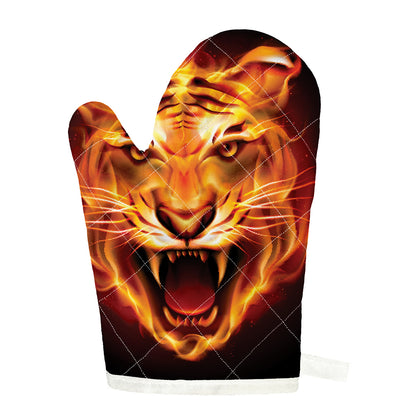 Flame Tiger Print Single Oven Mitt