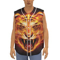 Flame Tiger Print Sleeveless Baseball Jersey