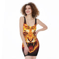 Flame Tiger Print Sleeveless Bodycon Dress