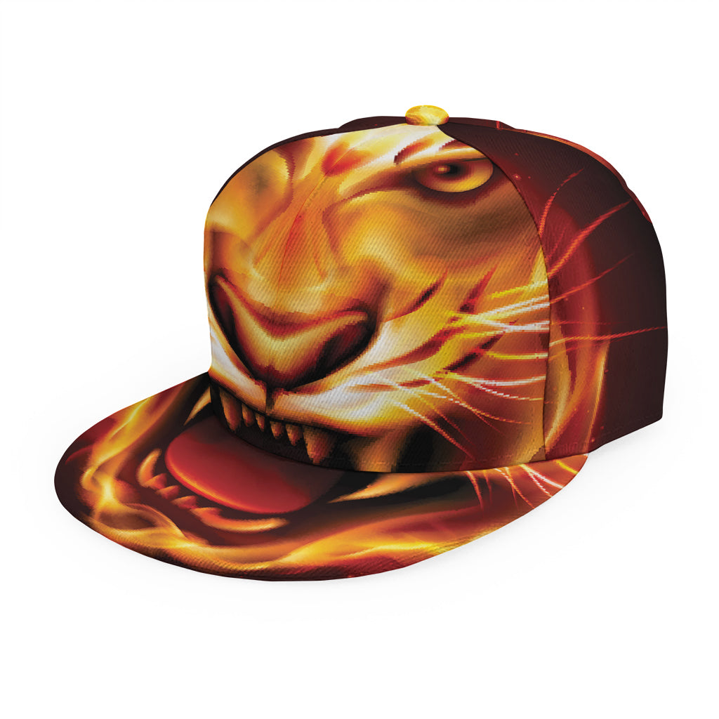 Flame Tiger Print Snapback Cap