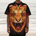 Flame Tiger Print Textured Short Sleeve Shirt