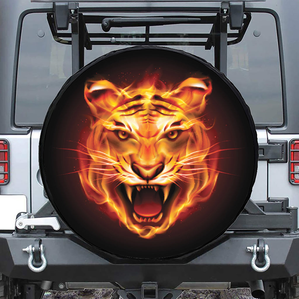 Flame Tiger Print Tire Cover