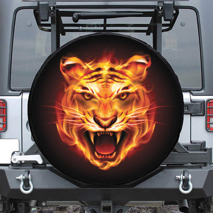 Flame Tiger Print Tire Cover