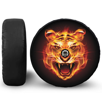 Flame Tiger Print Tire Cover With Camera Hole