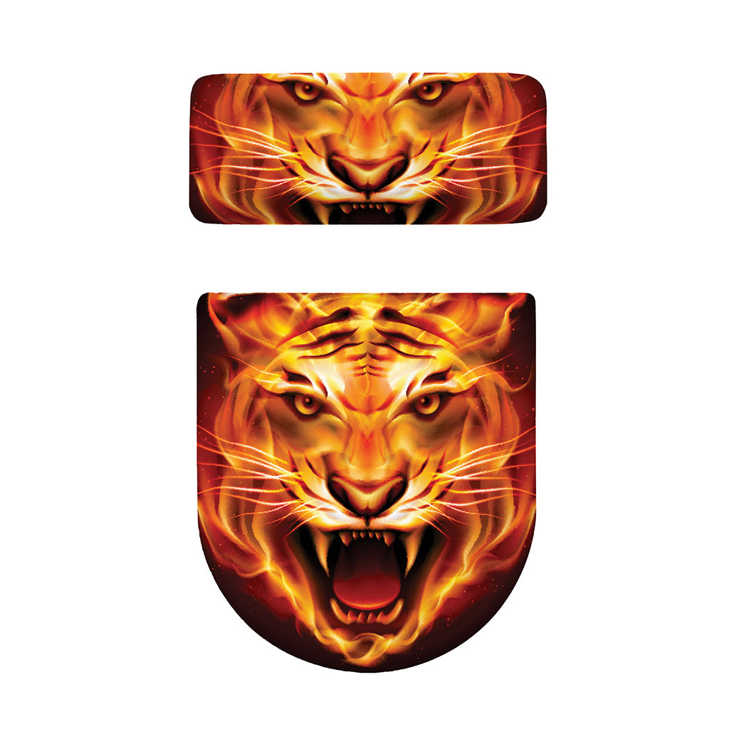 Flame Tiger Print Toilet Lid And Tank Cover Set