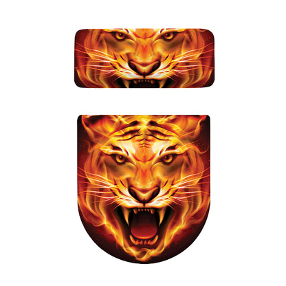 Flame Tiger Print Toilet Lid And Tank Cover Set