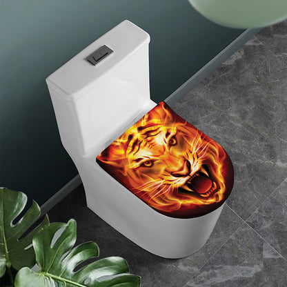 Flame Tiger Print Toilet Lid Cover