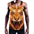 Flame Tiger Print Men's Workout Tank Top