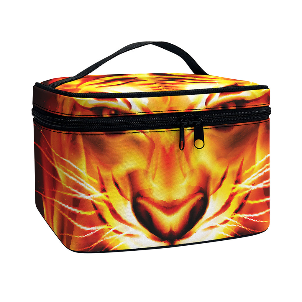 Flame Tiger Print Travel Makeup Bag