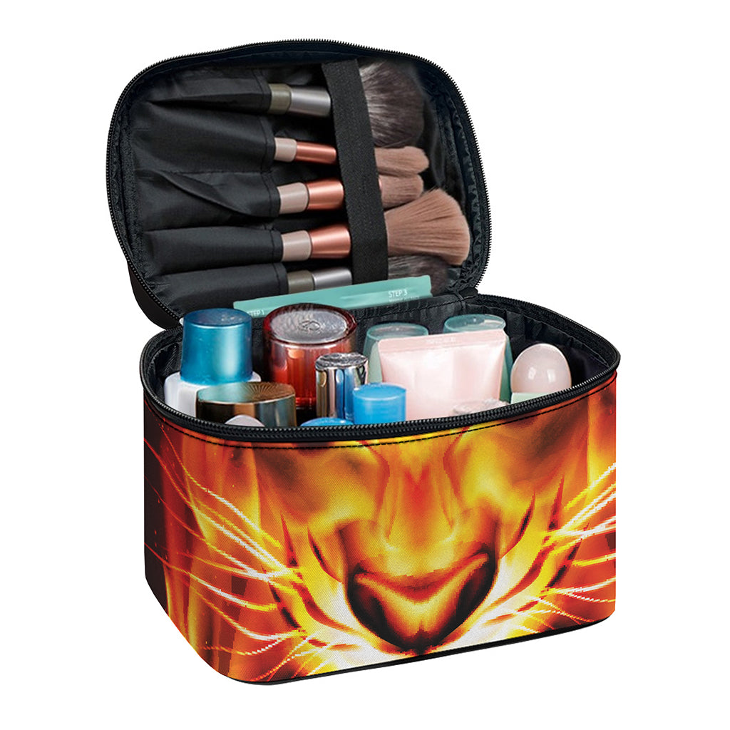 Flame Tiger Print Travel Makeup Bag