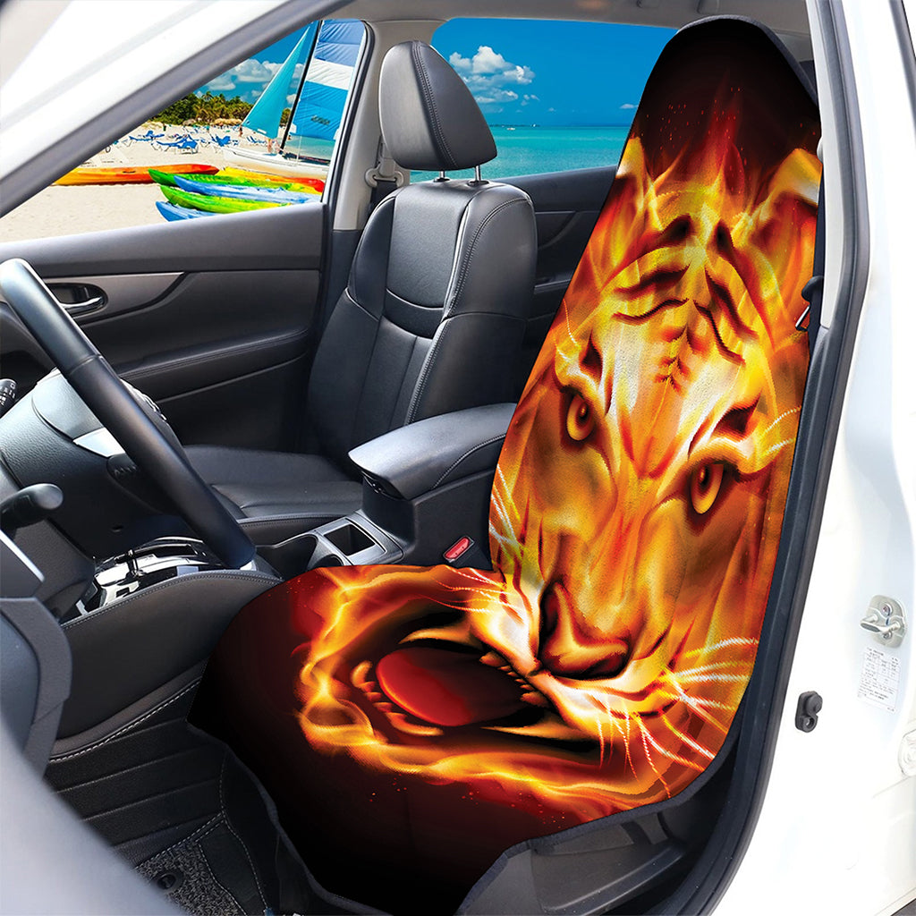 Flame Tiger Print Waterproof Car Seat Cover