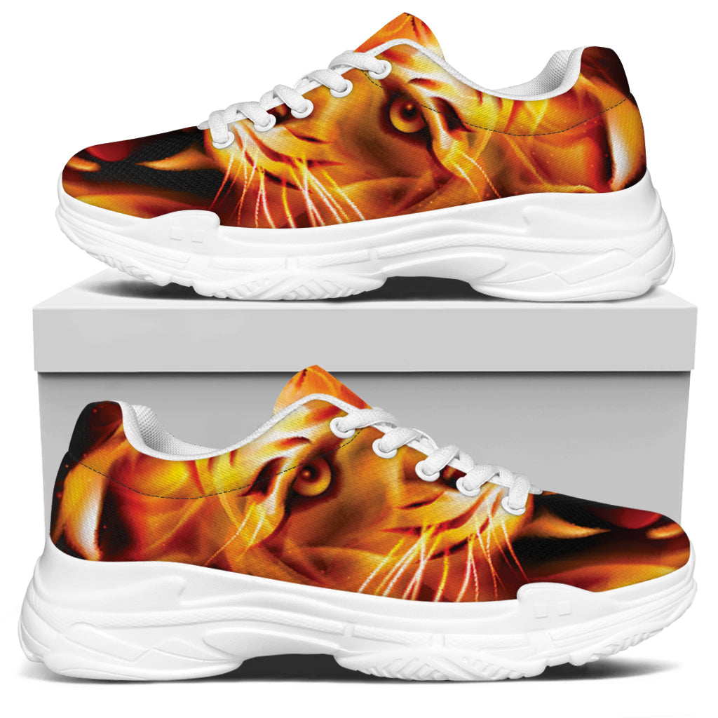 Flame Tiger Print White Chunky Shoes