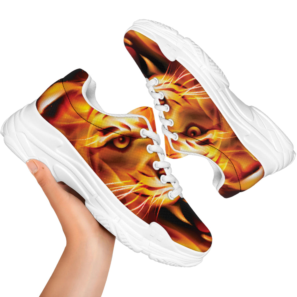 Flame Tiger Print White Chunky Shoes