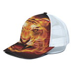 Flame Tiger Print White Mesh Trucker Cap