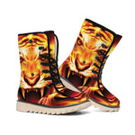 Flame Tiger Print Winter Boots