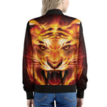 Flame Tiger Print Women's Bomber Jacket