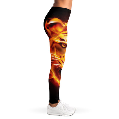 Flame Tiger Print Women's Leggings