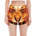 Flame Tiger Print Women's Split Running Shorts