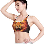 Flame Tiger Print Women's Sports Bra