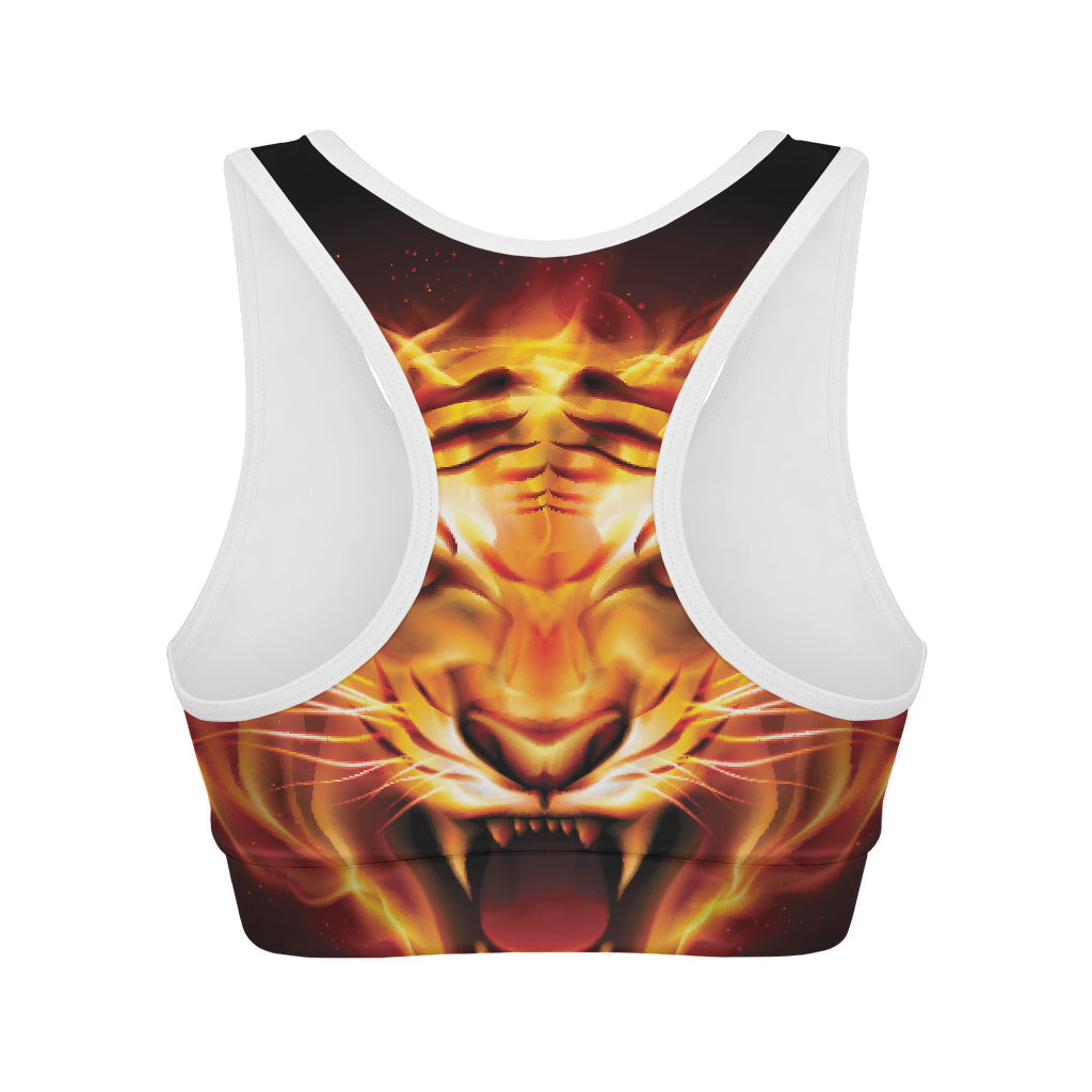 Flame Tiger Print Women's Sports Bra