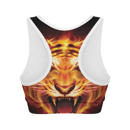 Flame Tiger Print Women's Sports Bra