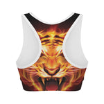 Flame Tiger Print Women's Sports Bra