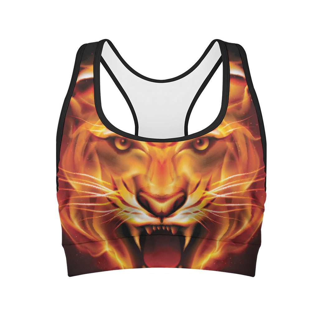 Flame Tiger Print Women's Sports Bra