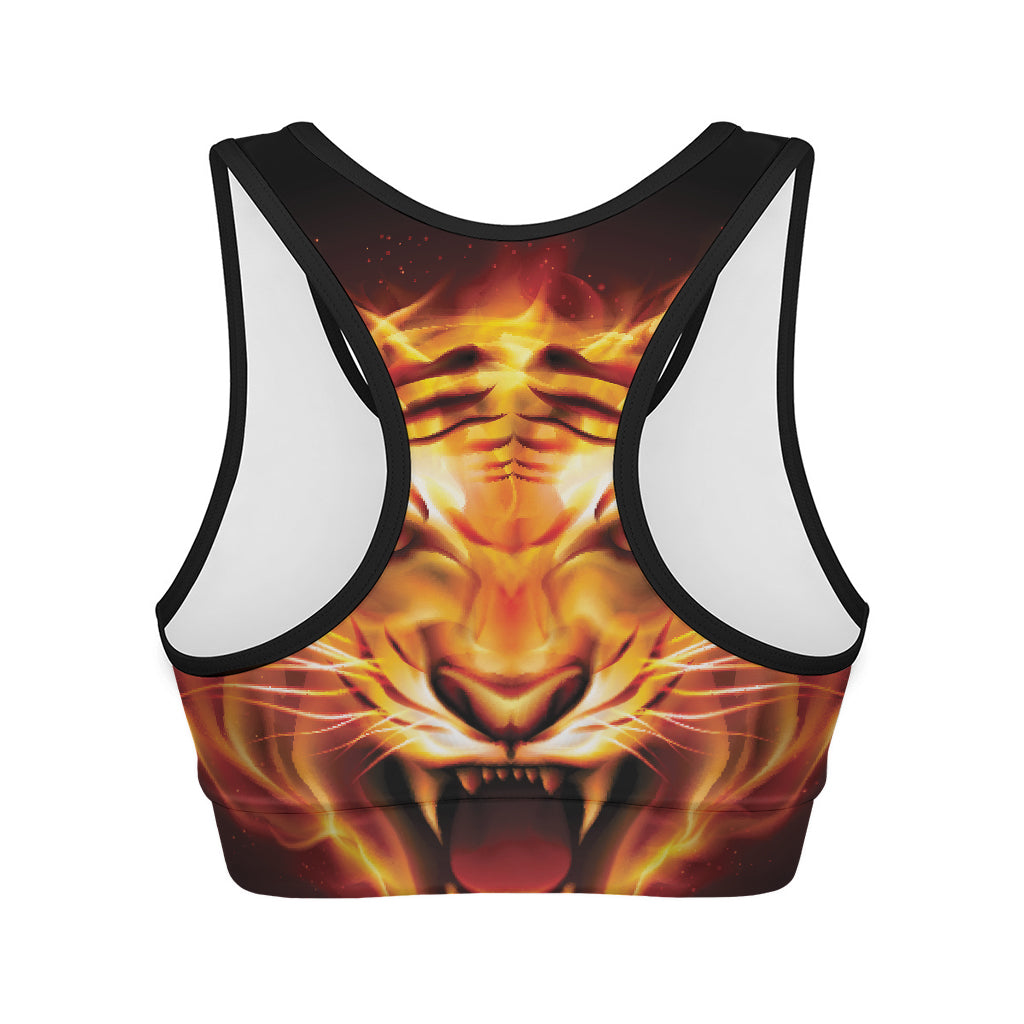 Flame Tiger Print Women's Sports Bra