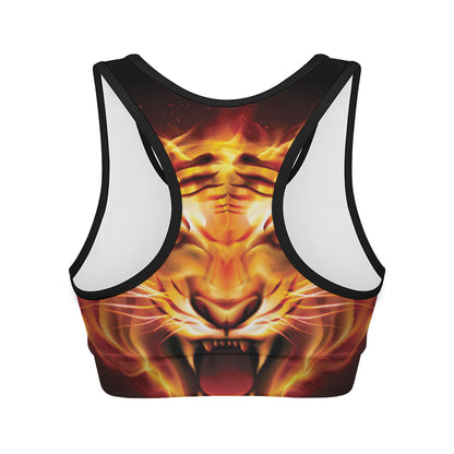 Flame Tiger Print Women's Sports Bra