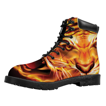 Flame Tiger Print Work Boots