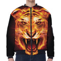 Flame Tiger Print Zip Sleeve Bomber Jacket