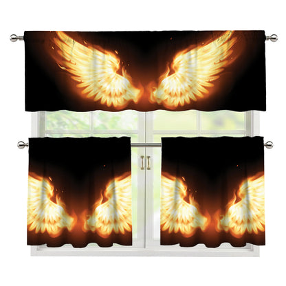 Flame Wings Print 3 Piece Kitchen Curtains
